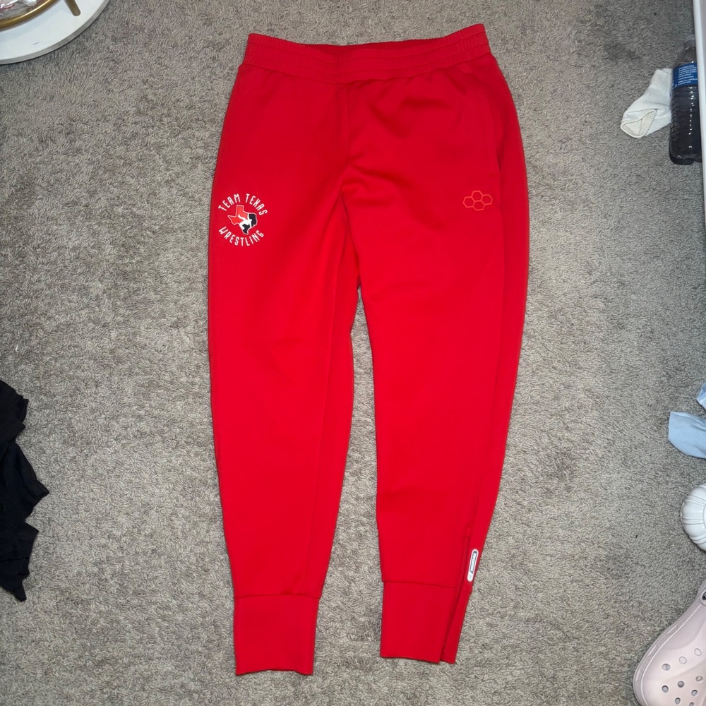 Rudis Team Texas Wrestling Joggers Red Mens Large Wrestlers Cuff Training Pants